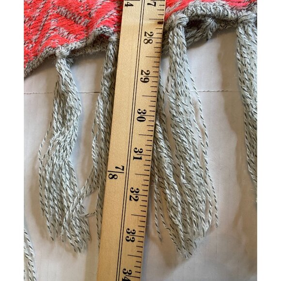 Petrol Womens Grey and Red Marled Open Cardigan with Fringe Size S/M Boho - Picture 6 of 9